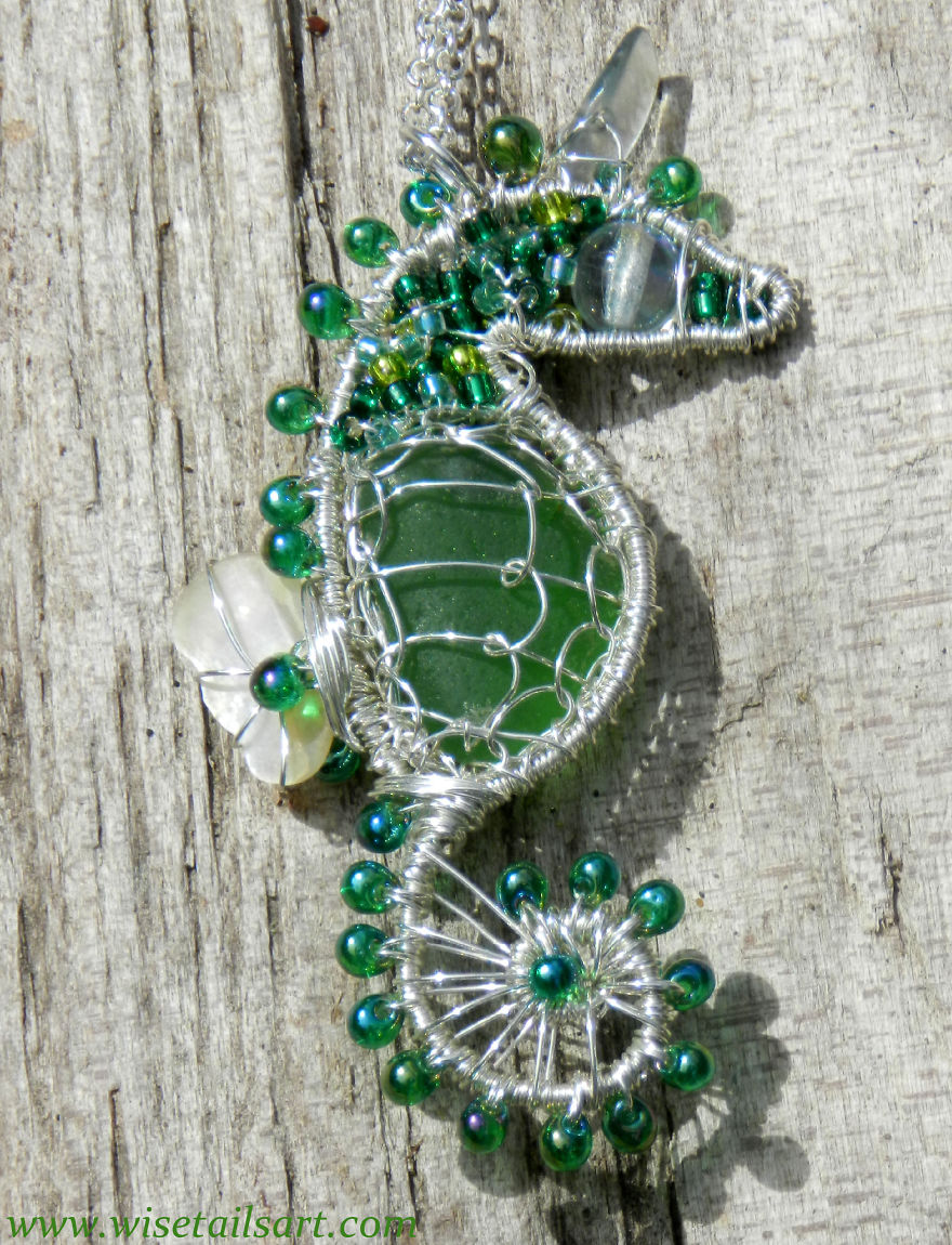 I Make Seahorses Out Of Wire And Beach Glass