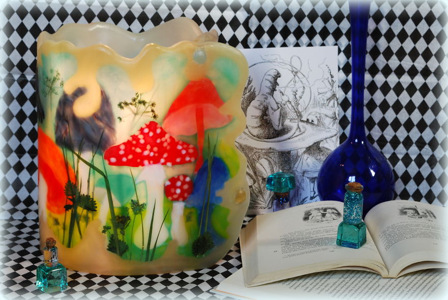I Made Paraffin Lantern "Alice In Wonderland"