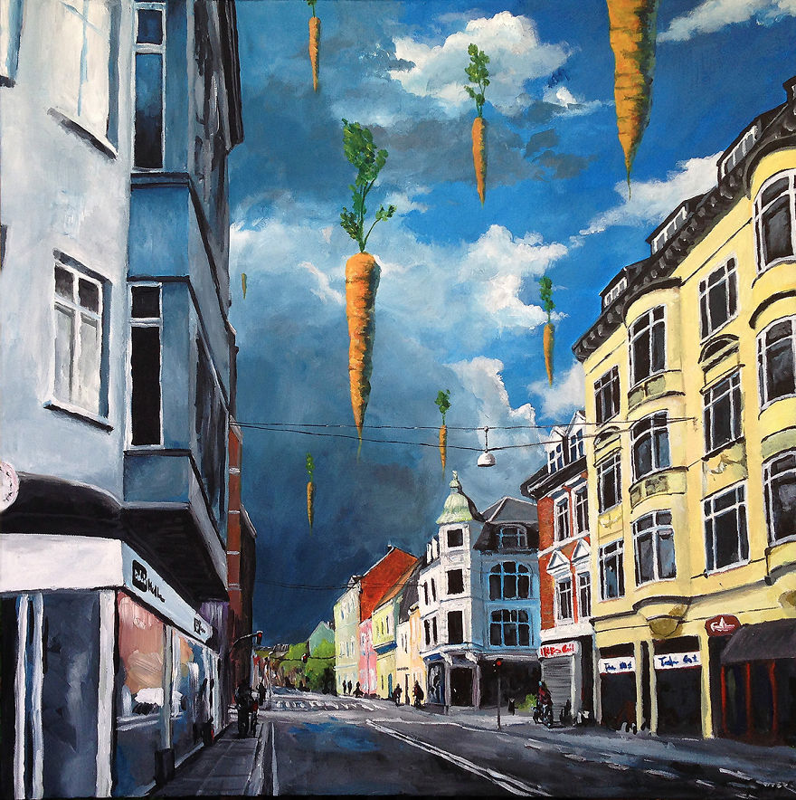 I Paint Astronauts, Flying Fruits And Bus Stops Set In The Danish Wilderness