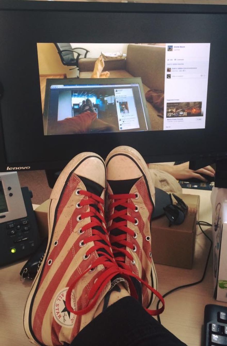 Bored @ Work? Feetception!