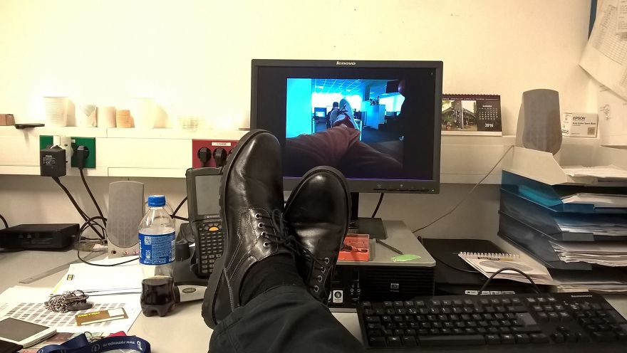 Bored @ Work? Feetception!