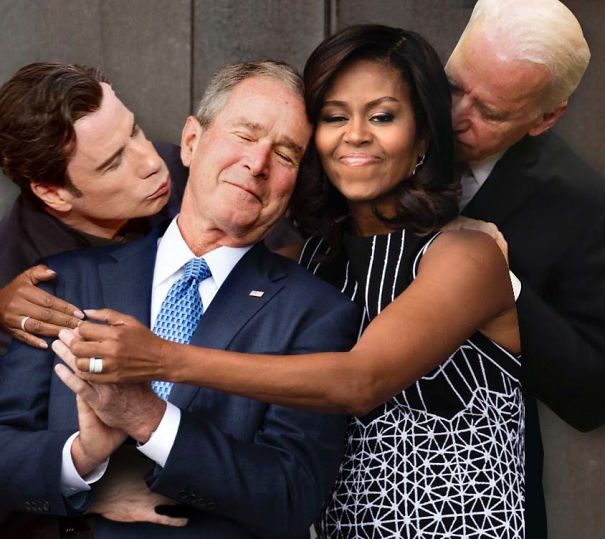 Photoshop-Day War: The Arms Of Michelle Obama And George W. Bush
