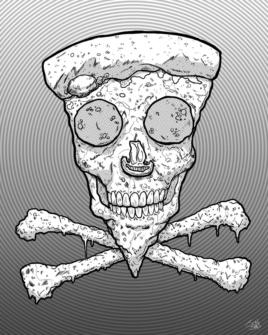 Skull Slice: My Radical Pizza Skull & Crossbones Drawings