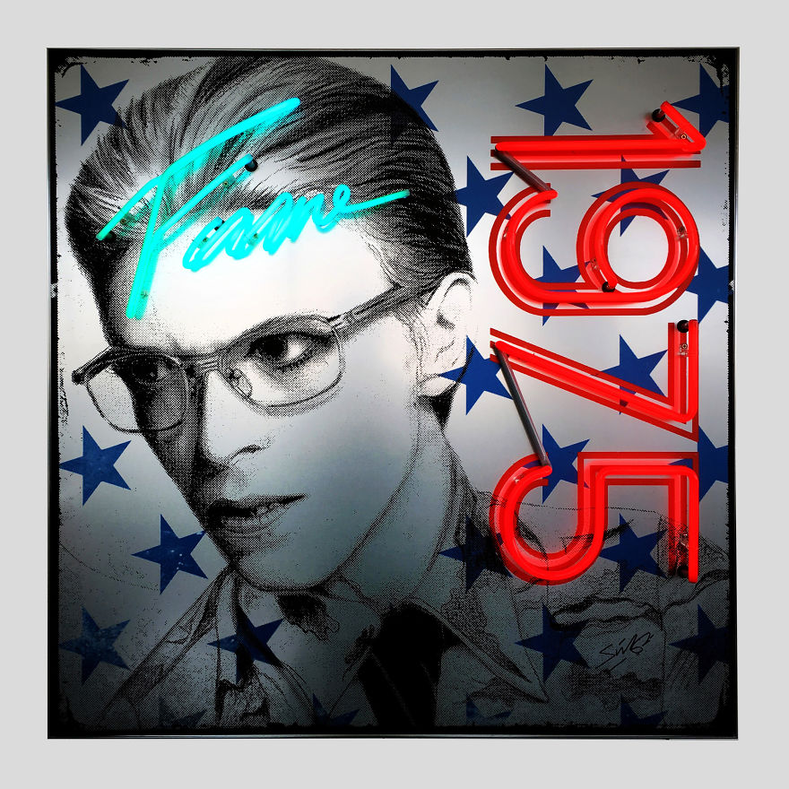 Vivid Neon Light Portraits Paint David Bowie In A New Light