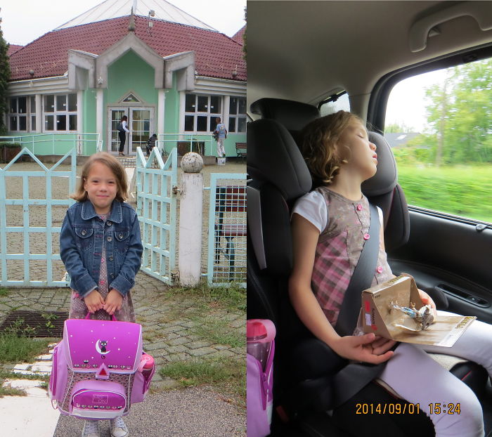 Letti's First Schoolday - Before&after
