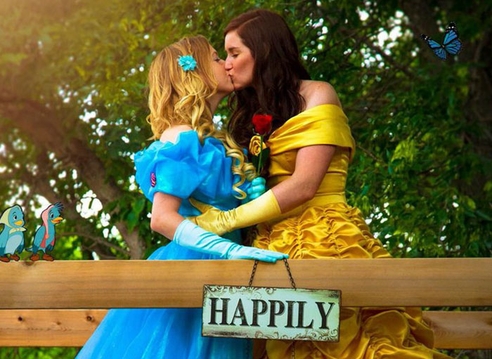 This Couple’s Disney Engagement Photoshoot Dressed As Belle & Cinderella Is A Modern Fairytale