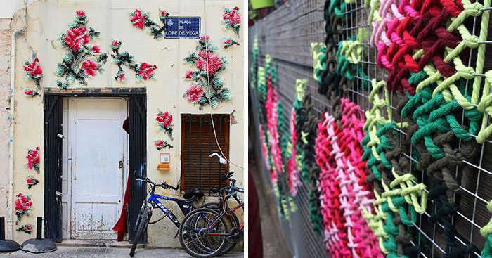 Cross-Stitch Street Art In Spain by Raquel Rodrigo