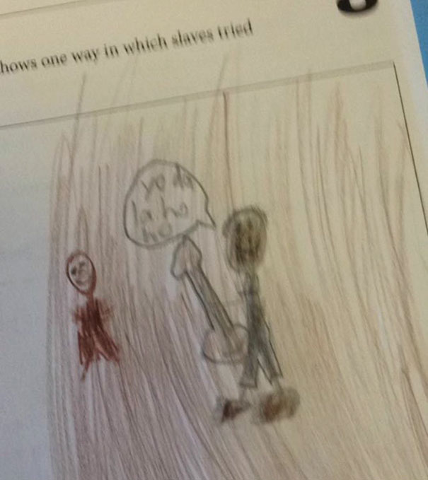 An Elementary School Kids Drawing Of A Slave Playing A Guitar