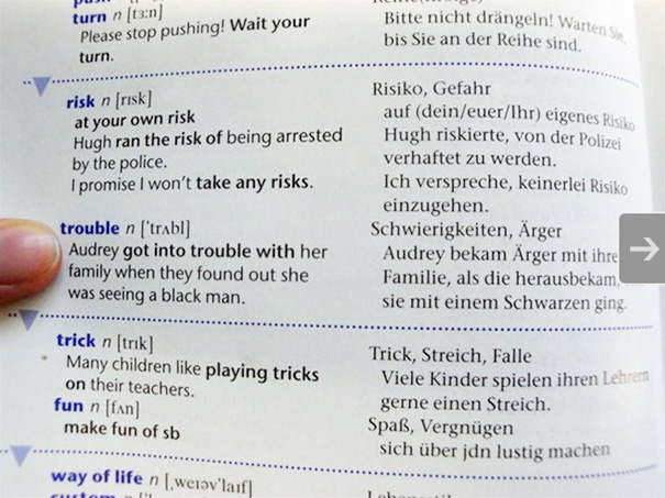 Word ‘Trouble’ In A Racist German Dictionary
