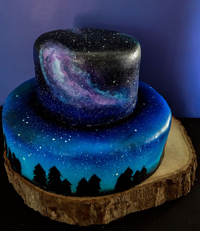 I Was Asked To Make A Galaxy Themed Cake And Cupcakes For A Wedding