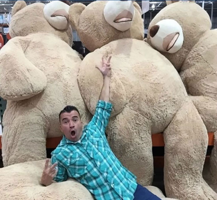 Grandpa Gets Granddaughter Ridiculously Huge Teddy Bear, And The Internet Just Cannot Bear It