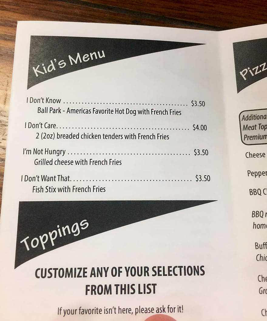 Restaurant Makes Genius Menu To Deal With Difficult Kids