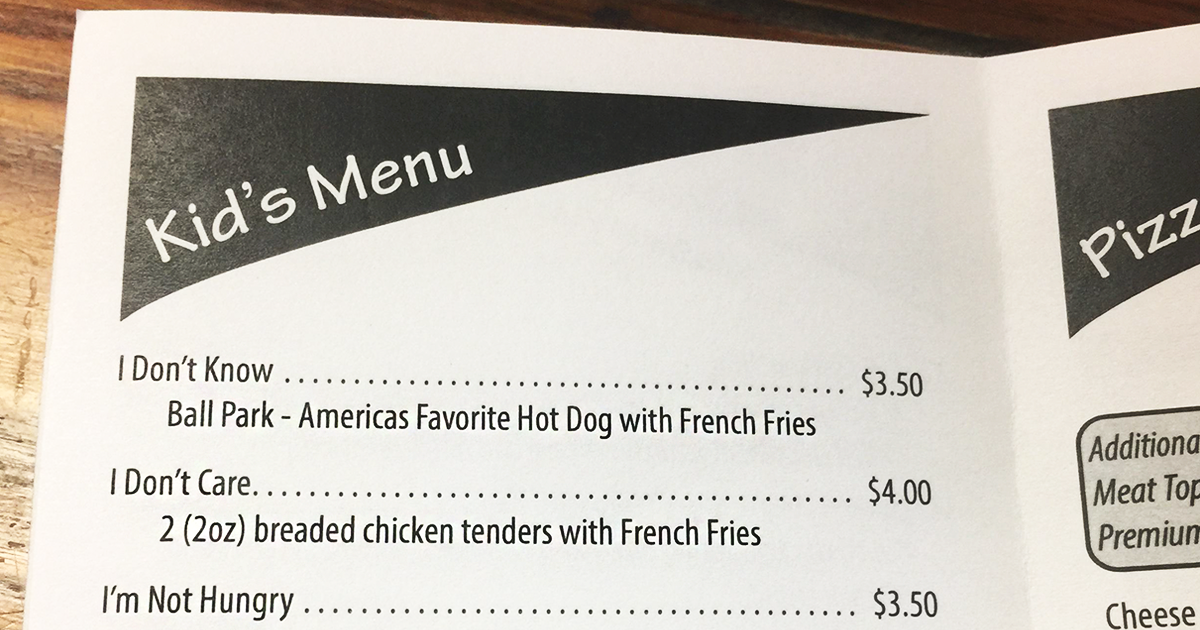 Restaurant Makes Genius Menu To Deal With Difficult Kids Bored Panda