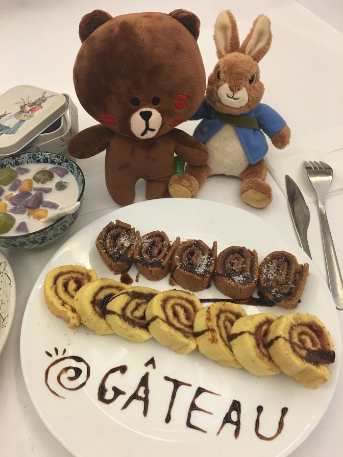 Homemade Cake Roll With Bunny And Brown Homemade Cake Roll With Bunny And Brown