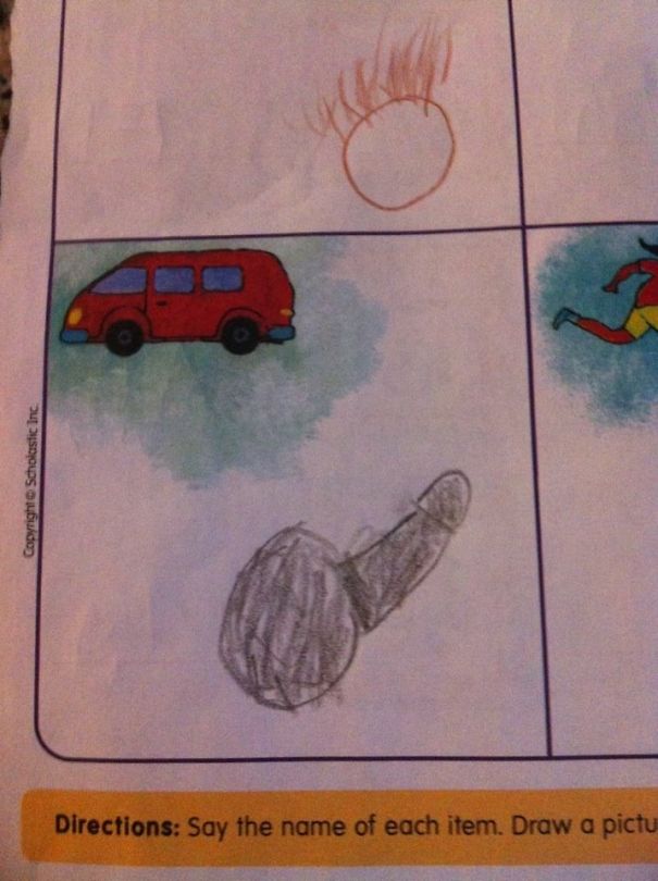 My Son's Homework. Say The Name Of Each Item Then Draw A Picture That Rhymes (with Dick)