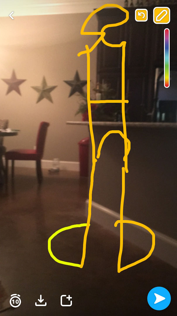 My 4 Year Old Was Playing On Snap Chat. He Says It's A Drawing Of A Man. Yep.