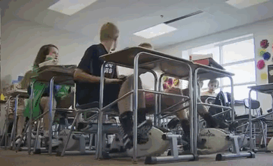 Clever Teacher Puts Cycling Machines Under Her Students' Desks To Get Them To Focus