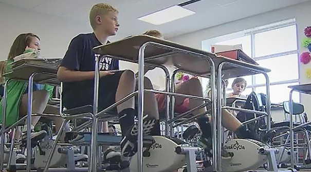 Clever Teacher Puts Cycling Machines Under Her Students' Desks To Get Them To Focus