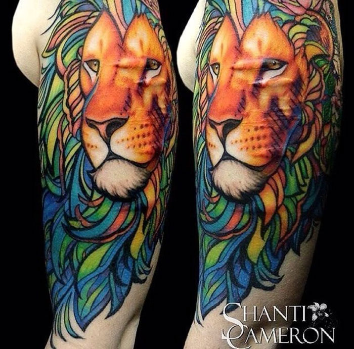 Colorful Lion Covering Scars From Self-Harm