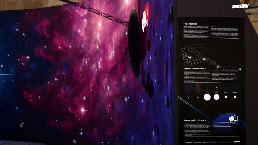 I Painted A 180° Panoramic Mural As A Tribute Celebrating The 39th Anniversary Of Nasa's Voyager 1 Spacecraft