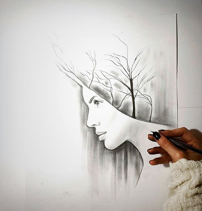 Love Pencil Drawing Wall Art