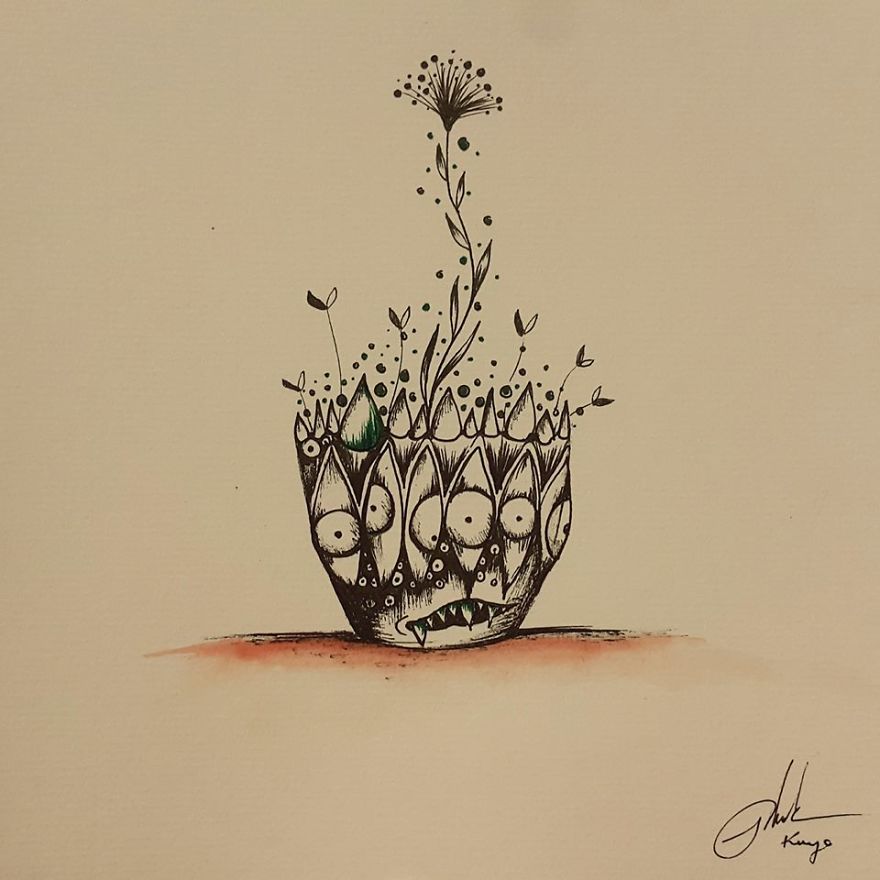 I Paint These Pots Of Plants After A Nightmare