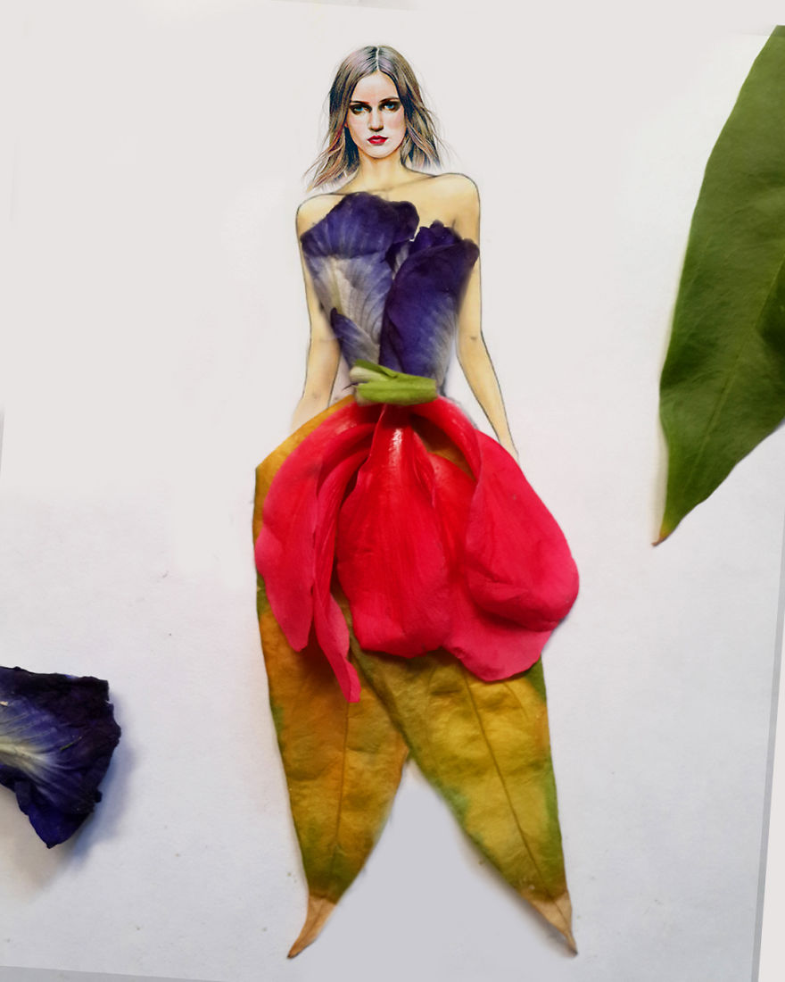I Create Stunning Couture Gowns And Dresses By Adding Flowers To My Drawings