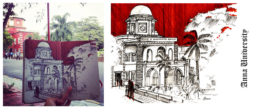 I Spend My Travels Sketching Dramatic Pieces Of The Cities I Visit