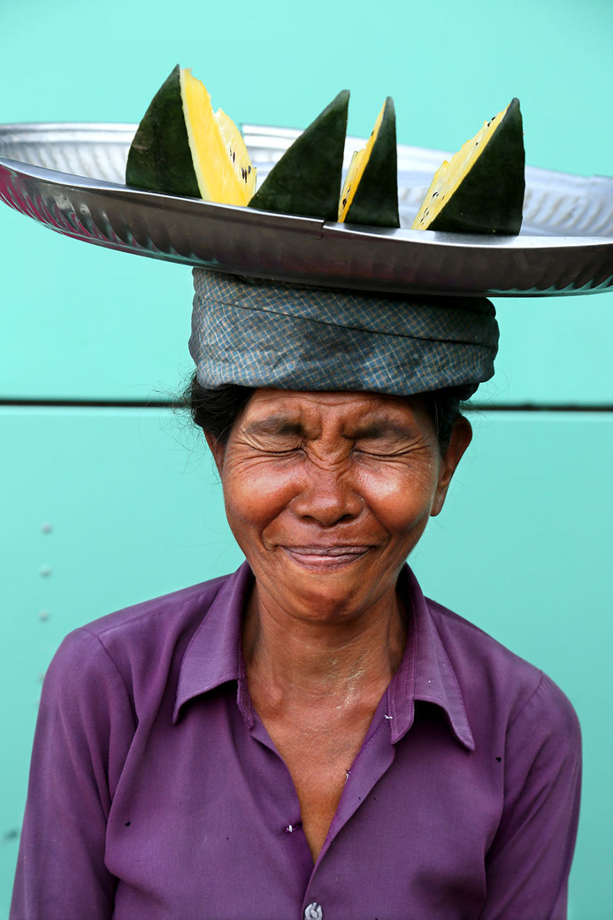 Never Take Things Too Seriously! Portrait Of A Woman In The Yangon Market, Myanmar