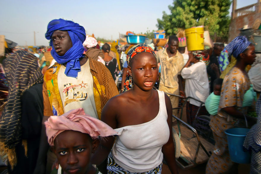 Lost In The Crowd In The Segou Market, Mali