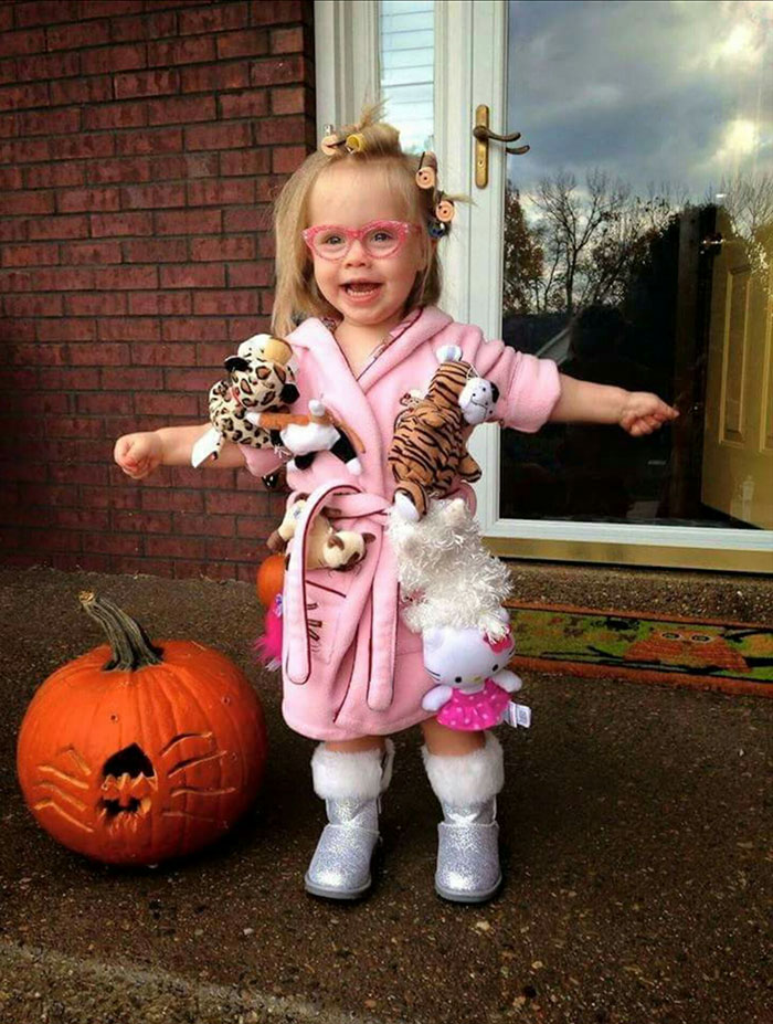 Toddler Dressed As Crazy Cat Lady For Halloween