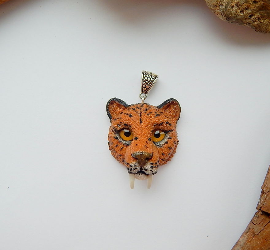 I Made This Saber Tooth Tiger Pendant Out Of Clay