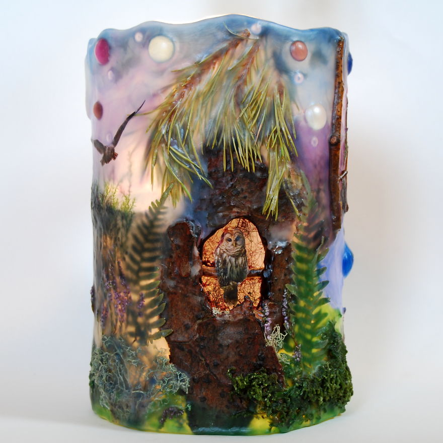 I Made Paraffin Lamp "Faun On A Blue Stone"