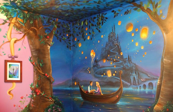 I Painted A Disney 'Tangled' Mural In My Daughter's Room