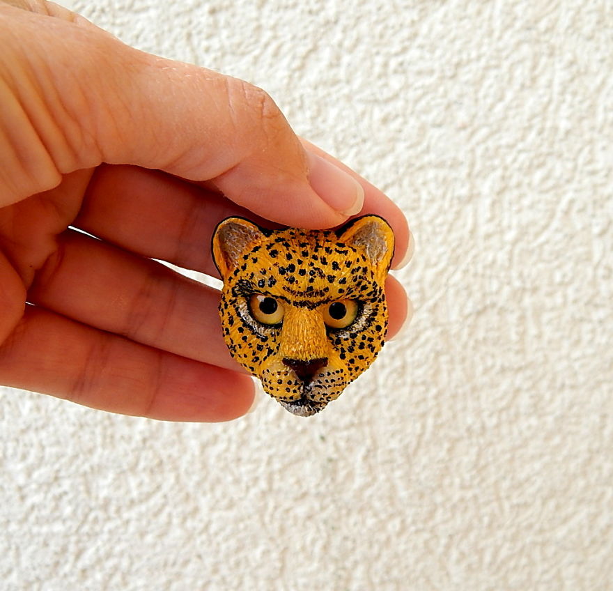 I Made This Leopard Head Pendant Out Of Clay