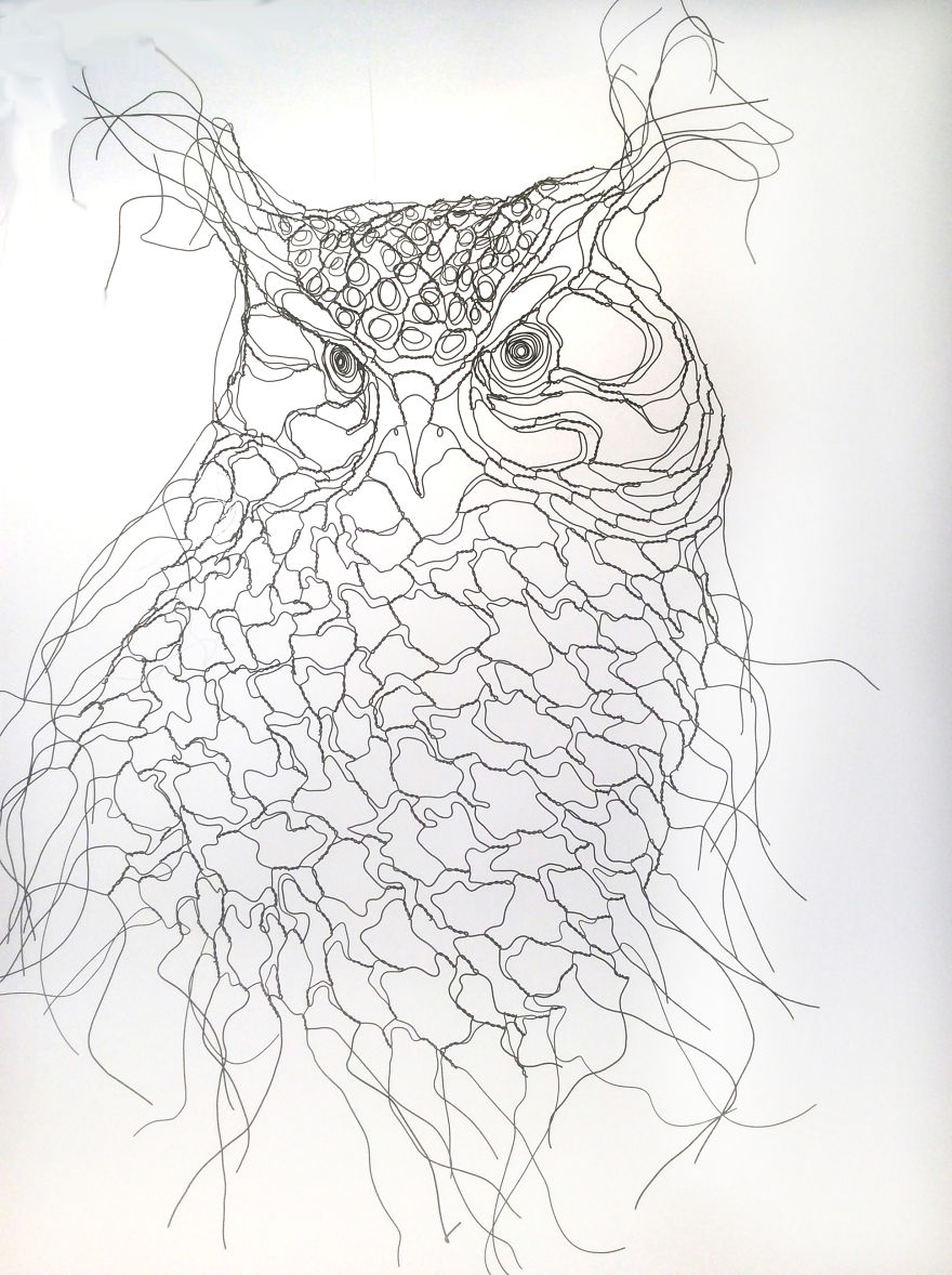I Made This Owl Spirit Wire Wall Art, Twisting Strands Of Wire By Hand