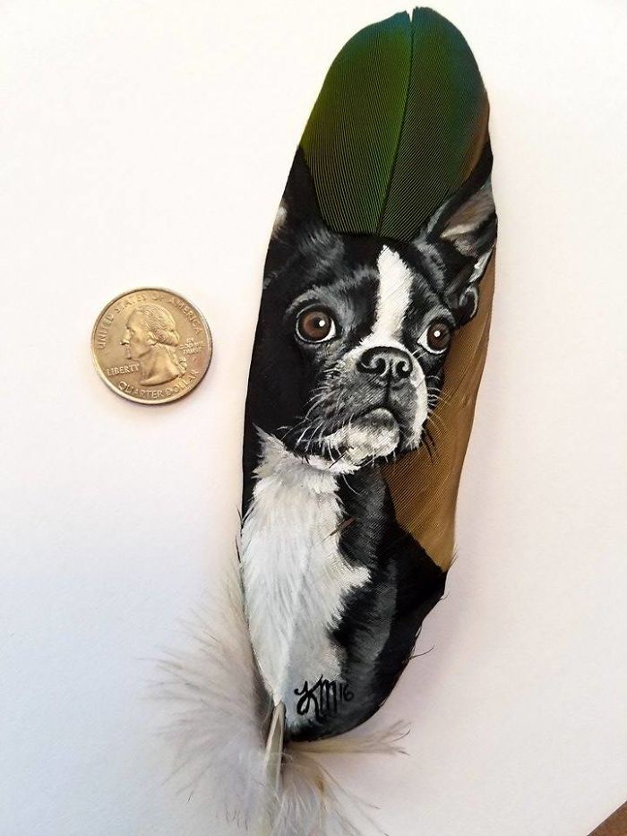 I Paint Realistic Animal Portraits On Delicate Feathers