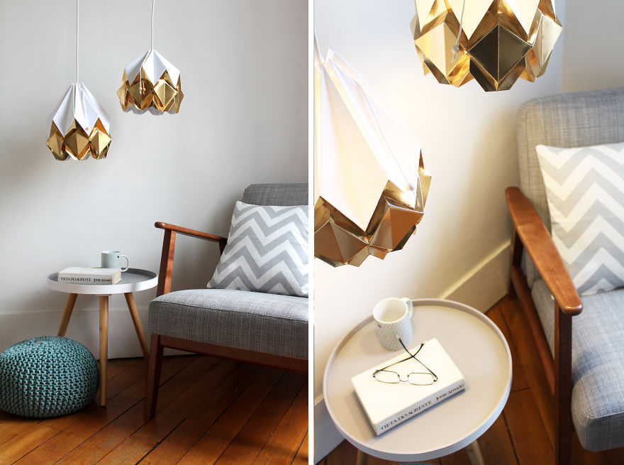 Tedzukuri Atelier Reinvents Origami Creating Colorful Handmade Lampshades