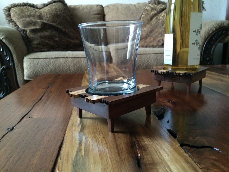 I Made My Coffee Table Coasters Look Like Actual Table