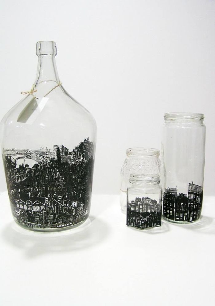 Old Bottles Illustrated With My Favorite Cities