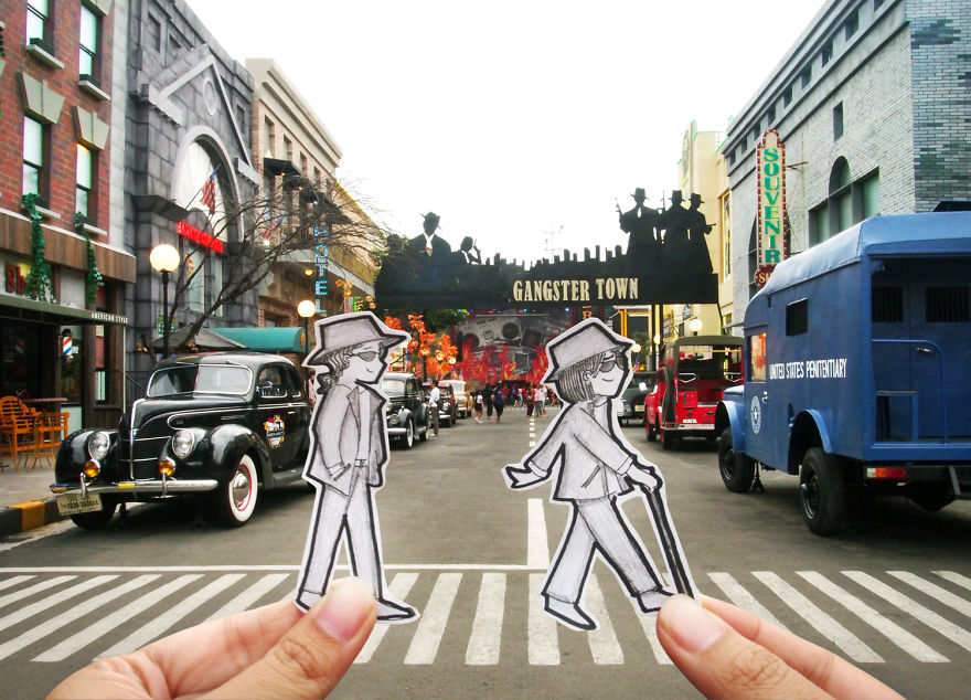 Abang & Neng Could Not Decide Whether Pretending To Be The Beatles Crossing The Abbey Road Or Gangster