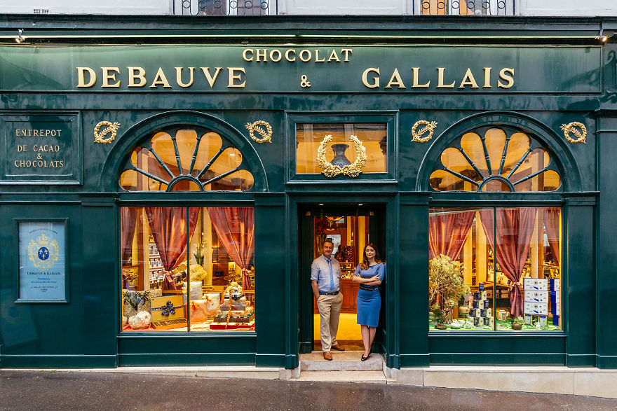 Bernard Poussin (Left) And Diane Junique In Front Of Their Two-Centuries-Old Chocolaterie