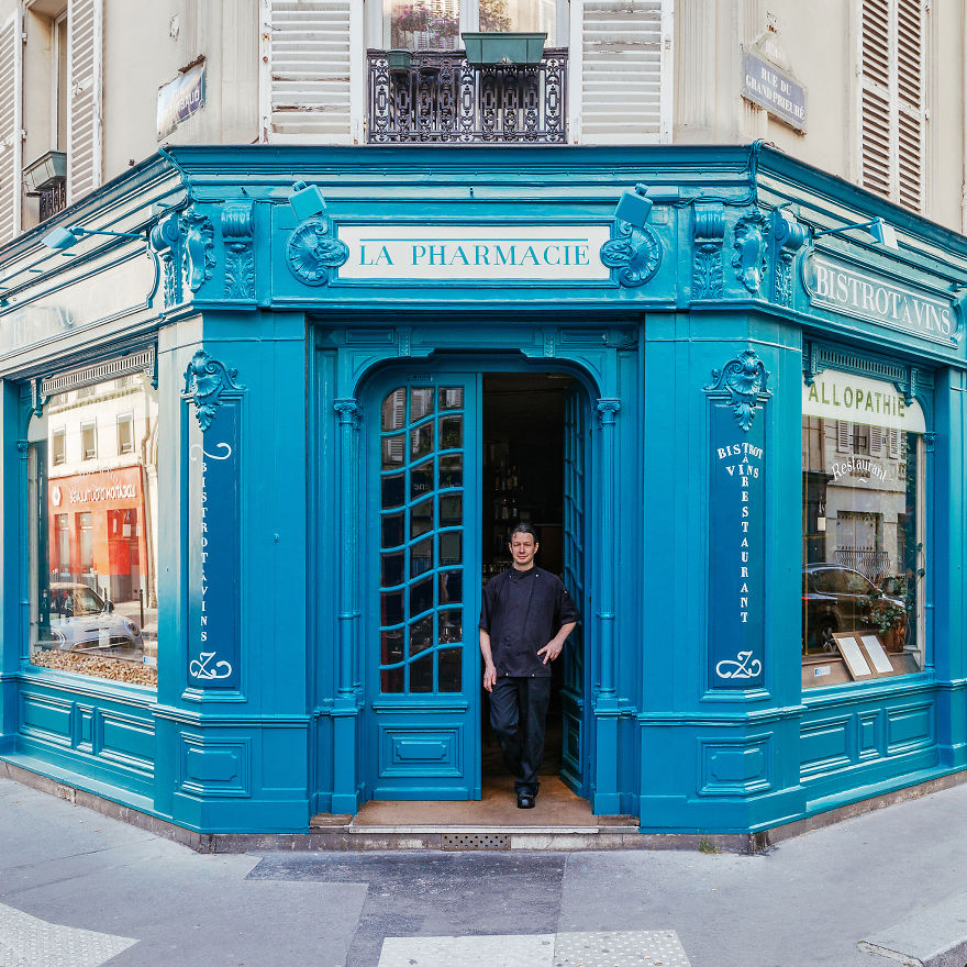 Chef Christophe Duparay In Front Of His Restaurant