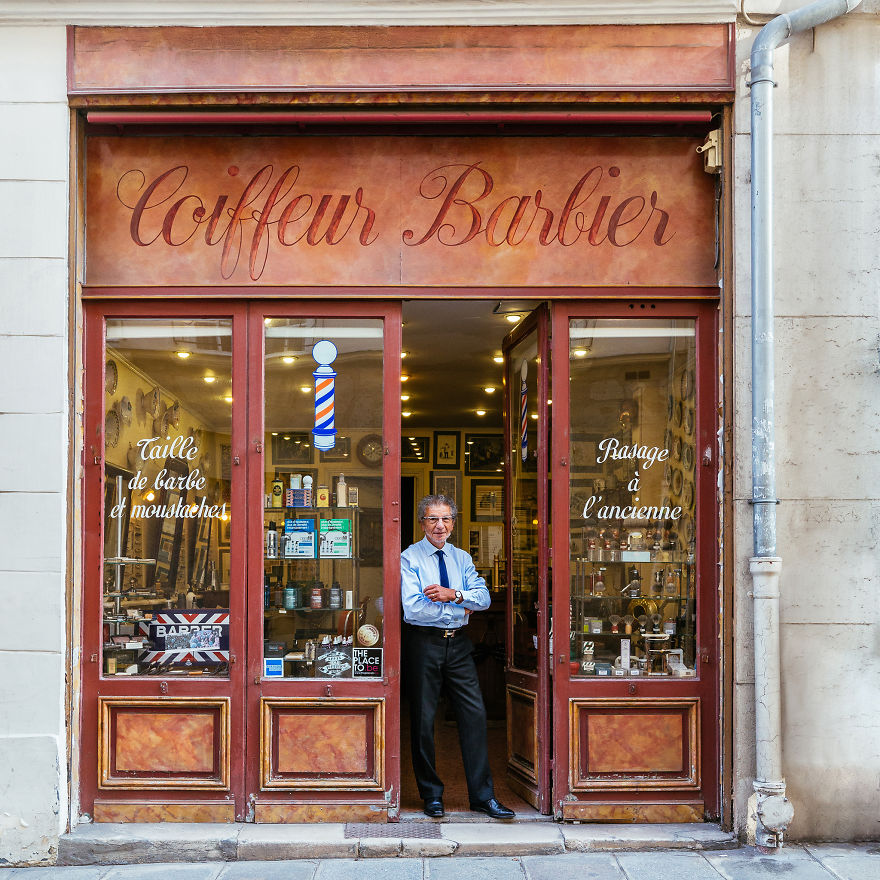 Alain, At The Door Of His Barber Shop, The Most Famous In Paris
