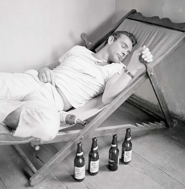 Sean Connery Taking A Nap On The Set Of Dr. No, 1962