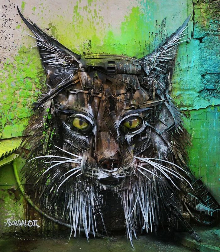 Portuguese Street Artist Makes Animal Art From Trash To Remind Humans About Pollution