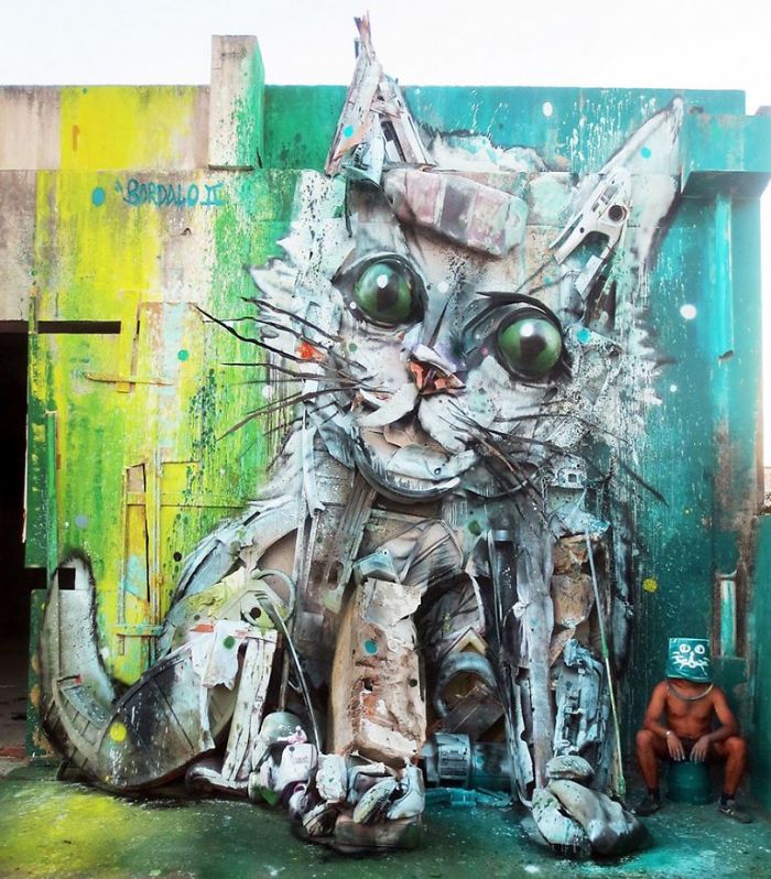 Portuguese Street Artist Makes Animal Art From Trash To Remind Humans About Pollution