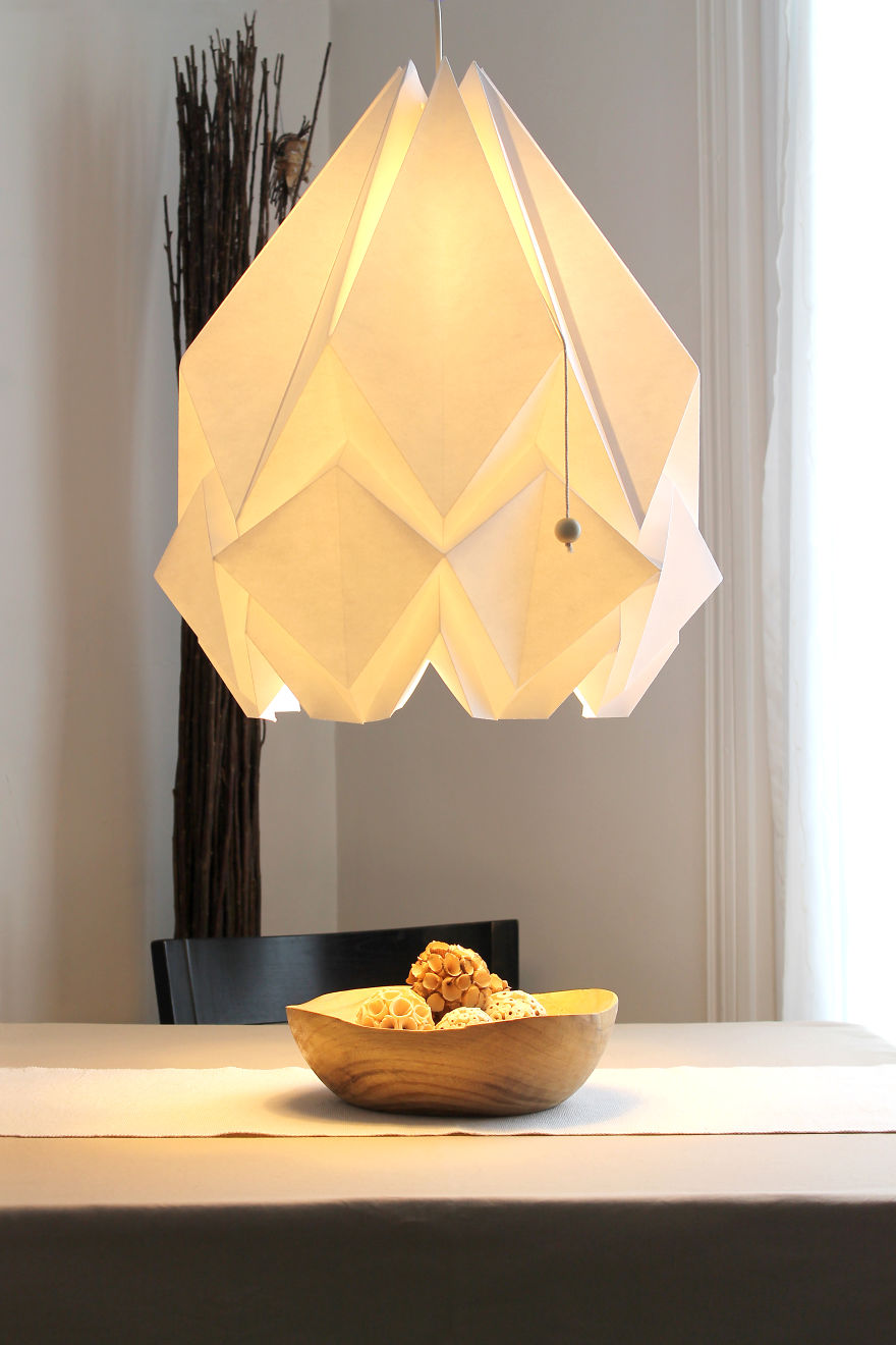 Tedzukuri Atelier Reinvents Origami Creating Colorful Handmade Lampshades