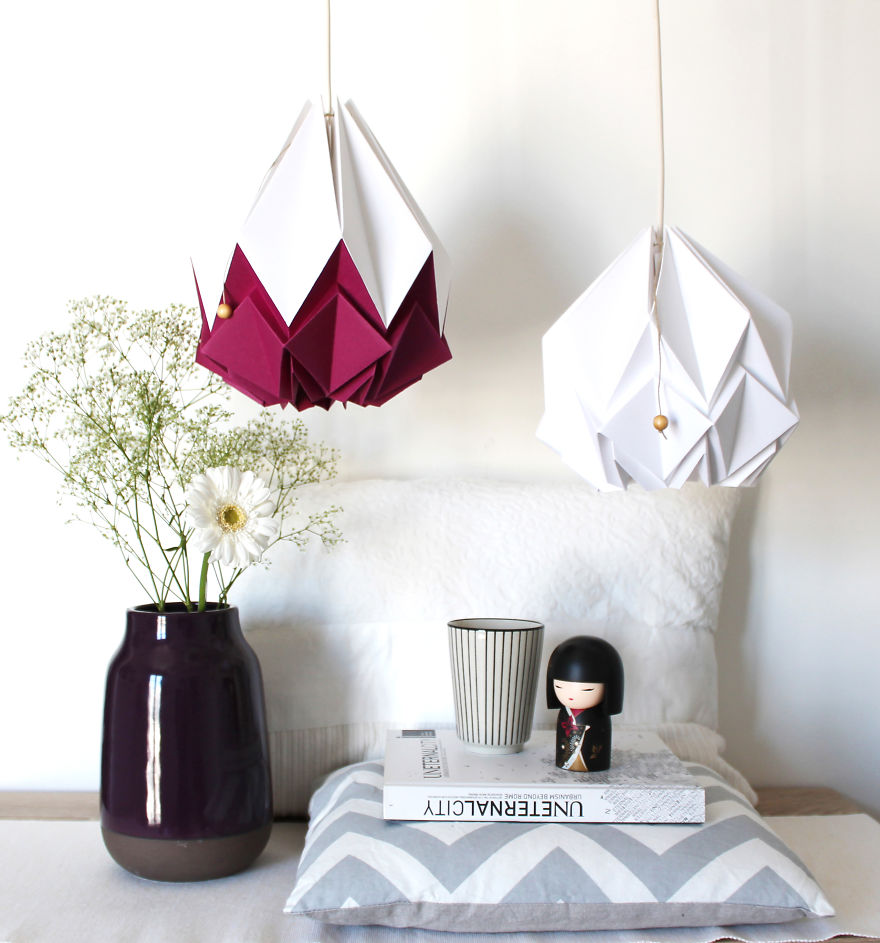 Tedzukuri Atelier Reinvents Origami Creating Colorful Handmade Lampshades