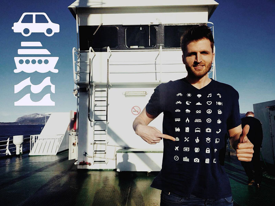 Traveler T-Shirt With 40 Icons Lets You Communicate In Any Country Even If You Don’t Speak Its Language